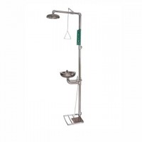 Okinox Emergency Safety Eye and Body Shower Station, Pedal, Stainless Steel